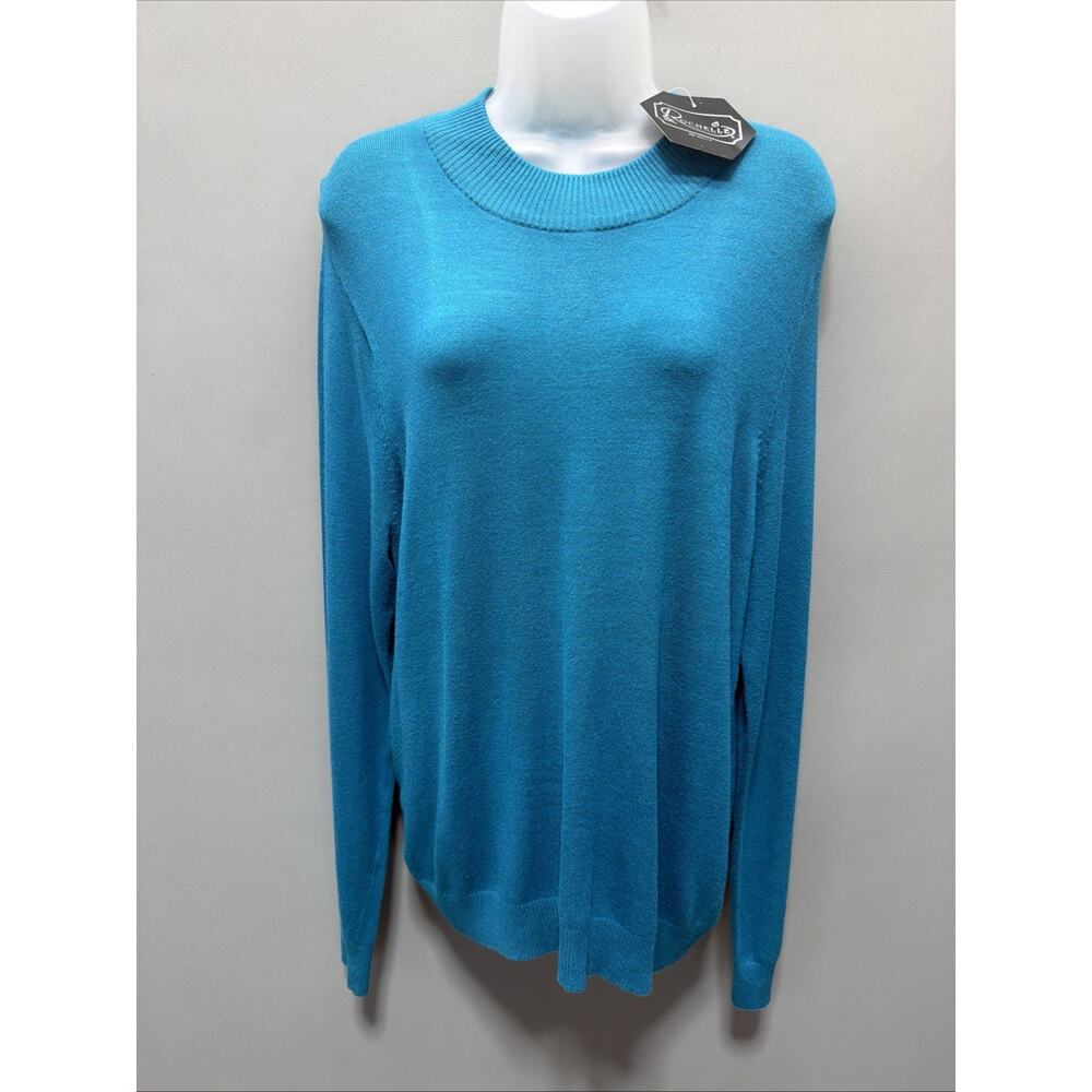 Vintage Rochelle California Blue Mock Neck Long Sleeve sweater - size Large New